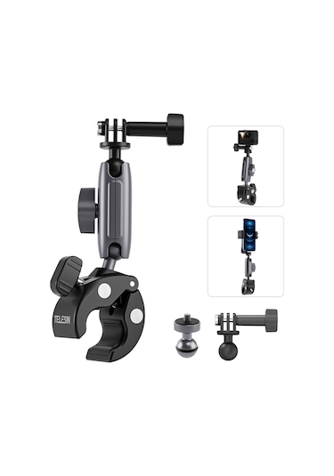 Telesın GP-HBM-001 Motosiklet Bisiklet Alüminyum Eylem Kamera Tutucu