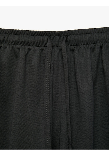 Koton Beli Bağcıklı Rahat Kalıp Biyeli Spor Mini Şort Siyah 6sak40436nk