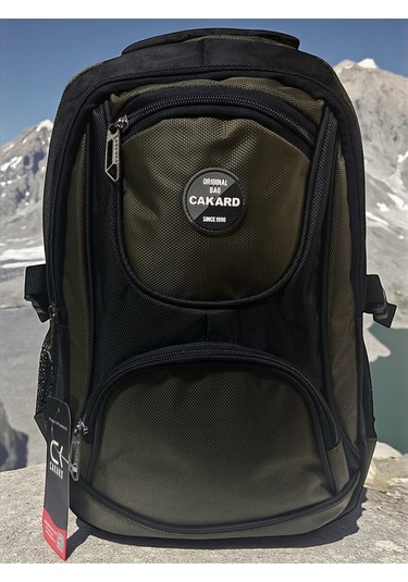 Büyük Su Geçirmeyen Kalın Kumaş Ortopedik Çok Bölmeli Okul Gezi Seyahat Kamp Sırt Çantası 32cmx47cm Haki