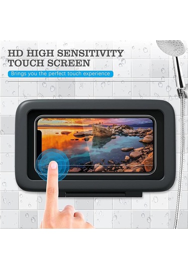 Singree Duvar Tipi Su Geçirmez Telefon Tutucu - 360 Döner, El İsrafsız Kullanım, Duş/banyo/uçak Uygun, Siyah Siyah