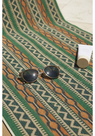 Koyu Yeşil Sahara %100 Pamuklu Plaj Havlusu 70x140 Cm Çok Renkli