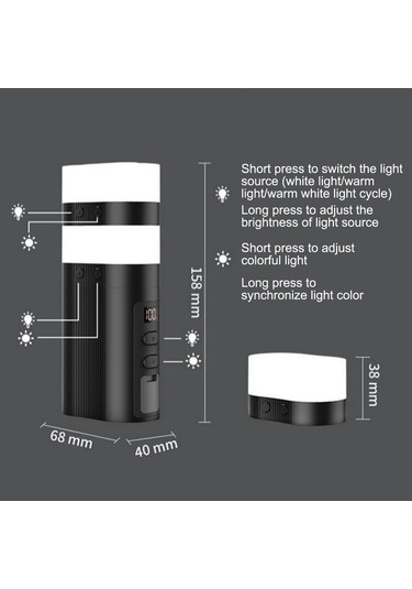 Ebitda Manyetik 2'li Kamp Işığı + Acil Şarj Gerçek Zamanlı Ekran Beyaz Beyaz