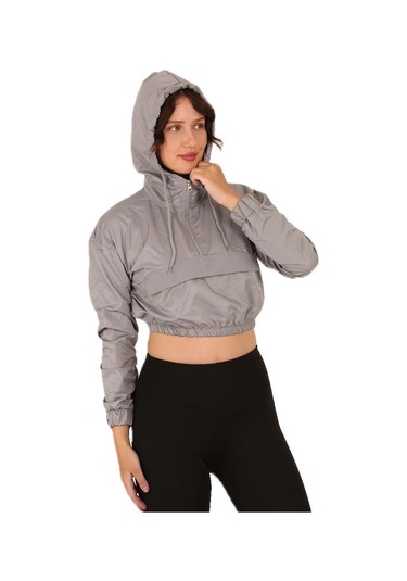 Scorp Alice Crop Kapüşonlu Kadın Sweatshirt Gri