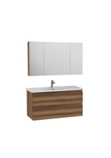 Creavit Alinda 100 Cm Lavabo Dolaplı Ve Aynalı Dolap Açık Ceviz