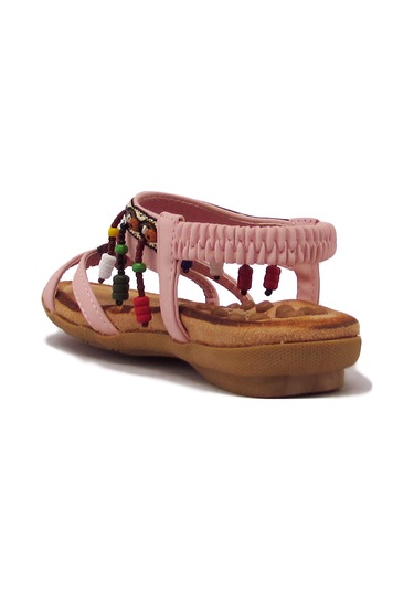 GUJA BLG22Y154 PEMBE KIZ ÇOCUK ARKADAN LASTİKLİ BONCUKLU SANDALET Pembe