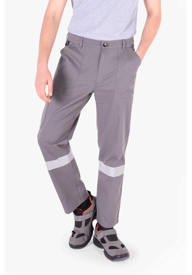 Reflektörlü Harman İş Pantolonu Gri