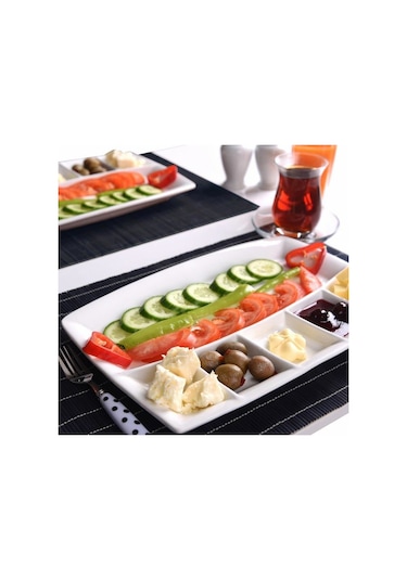 Cosiness Seramik 6 Bölmeli Kahvaltı Tabağı Beyaz