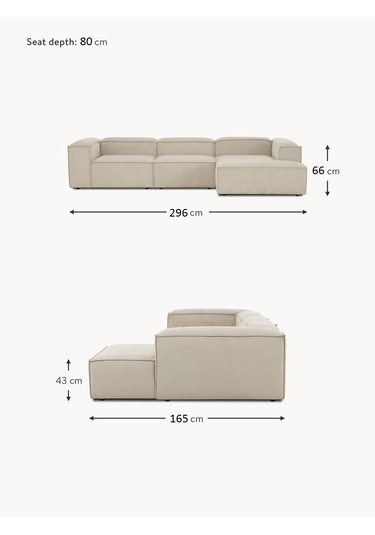 Most Mollis Plus 3 Modül Sağ Köşe Koltuk Fitilli Kırık Beyaz Kadi