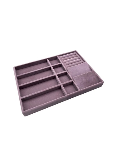 Yerli Üretim Helsinki Model Süet Kaplama Lila Renk Çoklu Mix Çekmece Içi Takı Düzenleyicisi Çok Renkli