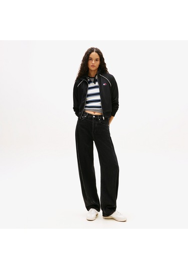 Tommy Hilfiger Jeans Badge Interlock Knit Track Kadın Siyah Ceket Dw0dw21930 Siyah