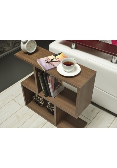 Alfa Yan Sehpa Kitaplık Ceviz