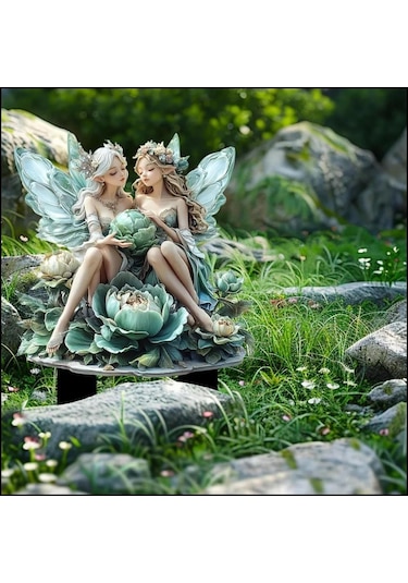 Qingmipy Yeşil Beyaz Çim Bahçe Figürü, Akrilik Su Geçirmez Dayanıklı, Kolay Kurulum Dekoratif "süt Masalı" Bitki Süs Ykc473