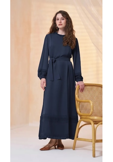 Misswhence Dantel Detaylı Elbise 39836 Lacivert
