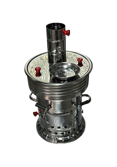 Odunlu Çift Musluklu Çelik Semaver 7 Lt -107