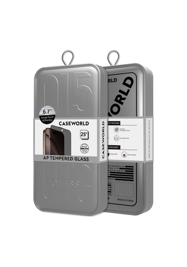 İphone 15 Uyumlu Caseworld 0.25mm Privacy 3d Temperli Cam Ekran Koruyucu Uygulama Aparatlı Siyah