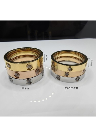 Altın Gül Altın Paslanmaz Çelik Çift Yapay Elmas Yüzük Erkek/kadın Taşlı Çift Alyans Titanyum Nişan Yüzüğü 5-10 Men-6