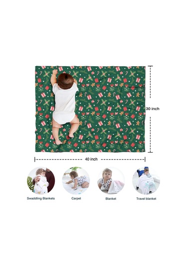 Noel Desenli Bebek Battaniyesi 40x30 İnç, Polar, Yumuşak, Hafif Ve Kalın Noel Hediye Zencefil Ekmek