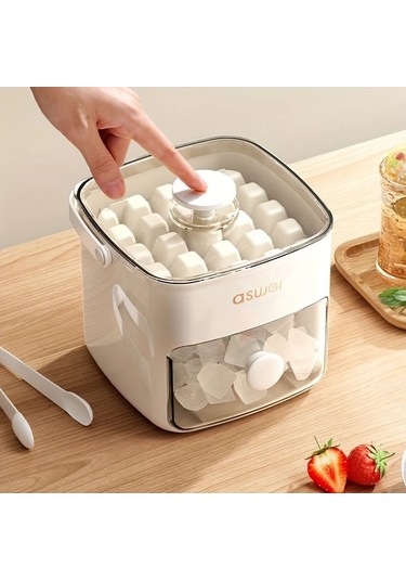 Dream011 Beyaz 1 Adet Buzdolabı Dondurucu Çift Katmanlı Buz Yapıcı 48 Buz Küpü Kapasiteli Buz Kutusu