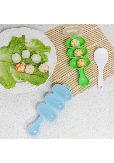 Pirinç Topu Çalkalayıcı Kendin Yap Pirinç Topu Yapıcı Çalkalayıcılar Öğle Yemeği Yapıcı Kalıp Onigiri Kalıbı Suşi Köfte 3 Eşit Top Şeklinde Mutfak Aletleri Pirinç Yeşil