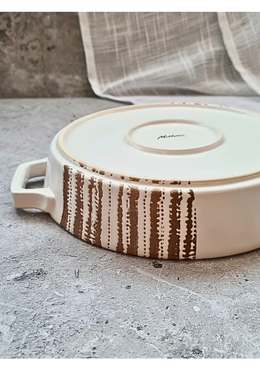 Don Sanco Seramik Yuvarlak Fırın Kabı, 25,5x21,5x5 Cm 337542043 Beyaz