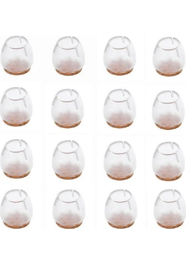 Singree 16 Adet Silikon Masa/sandalye Ayaklık, Kayma Engeli, Zemin Koruması, Cam Renkli, Ev Kullanıma Uygun