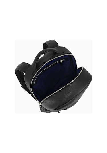 Montroi Premium Grain Leather Siyah Deri Unisex Sırt Çantası