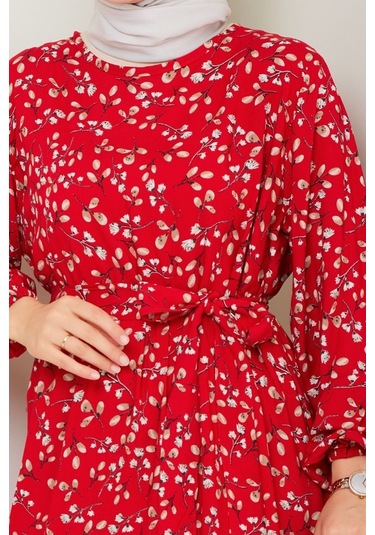 Semar Dokuma Viskon Elbise 1541 - Bordo Bordo