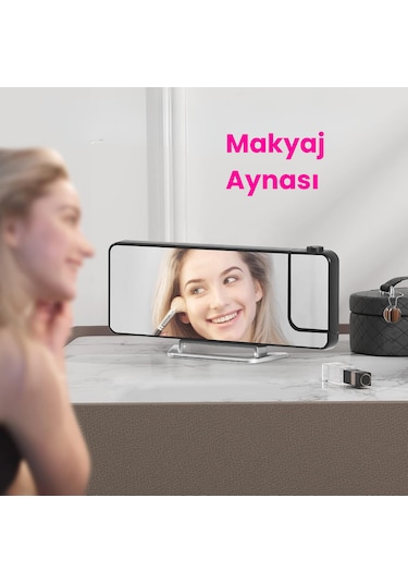 Fm Radyolu Led Projeksiyonlu Alarm Saat Usb Ayna Tasarım
