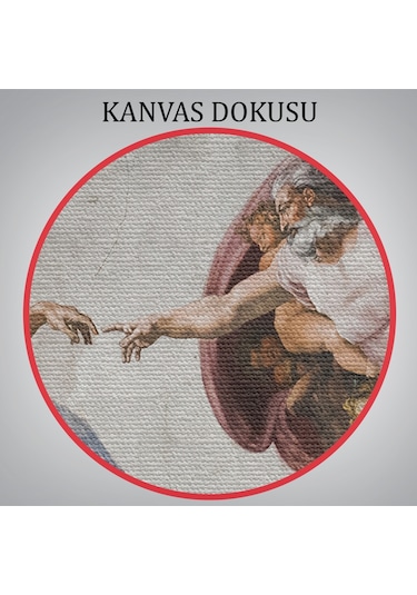 Ademin Yaratılışı Uzanan Eller Kanvas Tablo, Ademin Eli, Tanrının Eli-5187 35 X 50