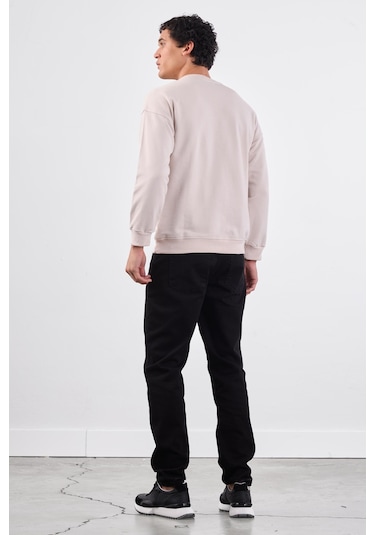 Dufy Bej Bisiklet Yaka Regular Fit Erkek Sweatshirt Bej