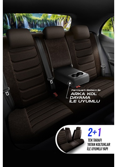Kahve Panda Manavgat Serısı Lakos Kumaş Oto Koltuk Kılıfı - Tam Set