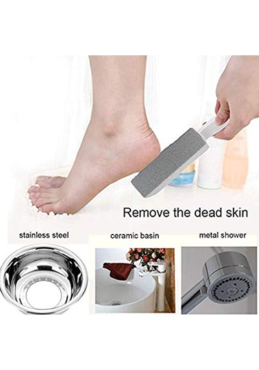 Konesam 4 Adet El Tutuculu Magma Taşı Temizlik Seti - Isıya Dayanıklı, Pp Kollü, 5.3x1.6x1.6 Cm Boyutlu Gri