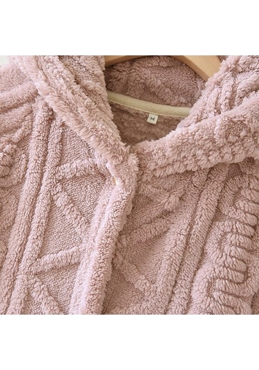 Flybuy Kadın Kışlık Bornoz Düğmeli Sabahlık, Kalın Flanel, Uzun Kollu, Rahat Kış Giyimi Kırmızı