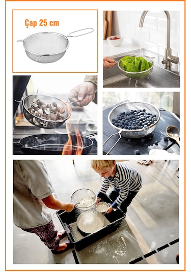 Paslanmaz Çelik Süzgeç 25 Cm