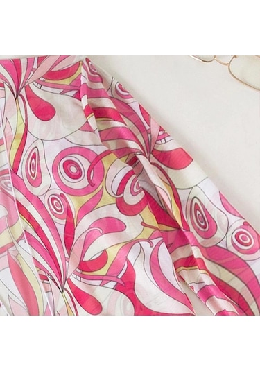 Kadın Mayo Yüksek Bel Bikini Seti Üç Adet Kadın Uzun Kollu Cover Up Mayo Plaj Mayo Pembe