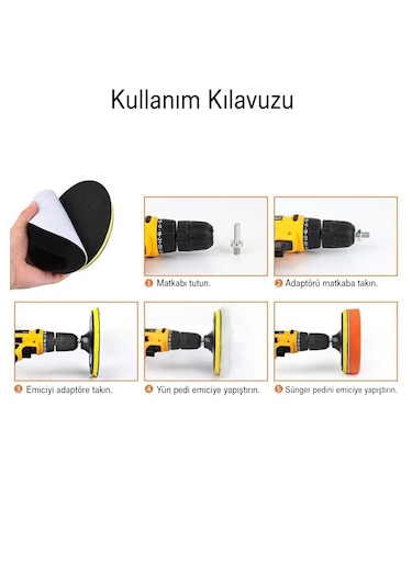 Batcell MK-75 Oto Araç Araba Pasta Cila Polisaj Süngeri Keçesi Pedi 11 Parça