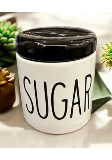 3 Lü Kavonoz Baharatlık Küçük Boy Beyaz / Siyah / Sugar /pepper / Salt / Kavonoz Seti Siyah Beyaz