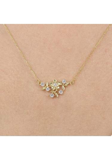 Işıltı Kuplesi Gold Renk Gümüş Kolye