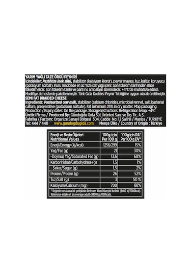 Gündoğdu Örgü Peynir 1 KG