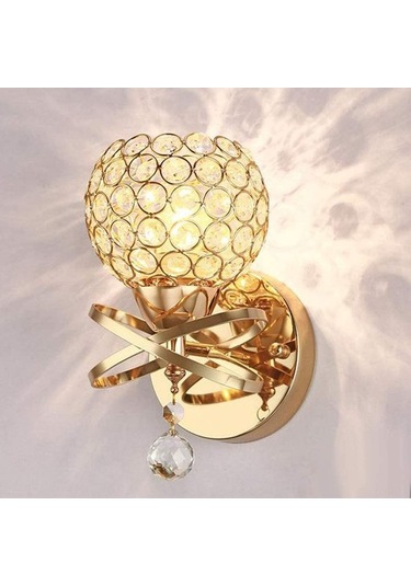 Fortunelane Altın Kristal Duvar Lambası - Yatak/aile/aşçı Odası, E27 Metal-kristal, Gümüşlü, Kaynak Hariç Gümüş