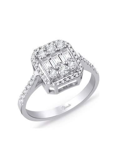 Modern Tasarım 0.80 Ct Baget Kare Tektaş Yüzük