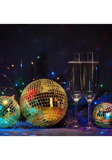 2 Li Kendinden Yapışkanlı Gold Ayna Mozaik Disco Sticker Duvar Çerçeve Eşya Dekoratif Kaplama 30x30 Altın