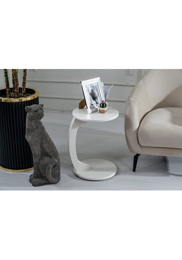 Lunora Ahşap C Yan Sehpa Beyaz