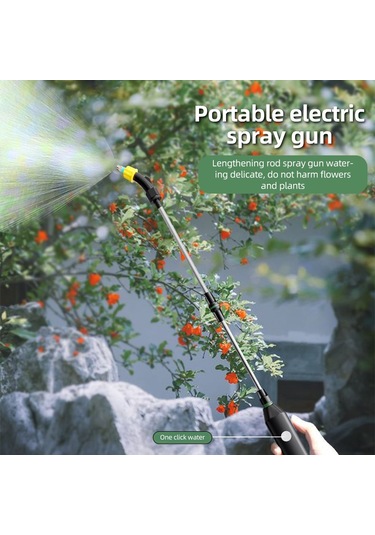 Yaleker Elektrikli Bahçe Sulama Spreyi - Çift Nozzle Toz/şerit + Genişletilebilir Demir Çubuk + 11l Çelik Sepet - Li-poly Batarya İçerir