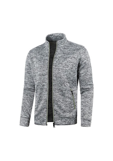 Erkek Hırka Fermuarlı Kapşonlu Siyah Yeşil Gri Kontrast Renkler Ceketler Moda Rahat Yüksek Stand Sweatshirtler Montlar Spor Giyim Yasheng Açık Gri