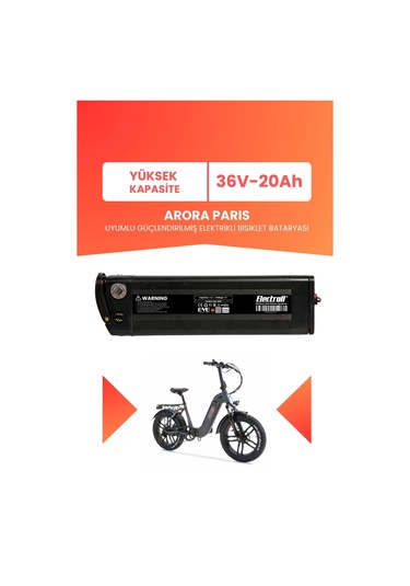 Arora Parıs Uyumlu 36v 20ah Elektrikli Bisiklet Bataryası Siyah