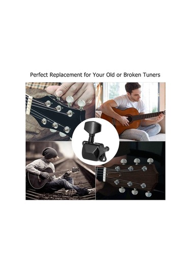 Trendooze Yüksek Performanslı 6 Saplı Elektro Gitar Akort Anahtarı, Siyah, Pratik Kurulum