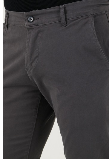 Buratti Streç Pamuklu Slim Fit Normal Bel Boru Paça Erkek Pantolon 674003 Antrasit