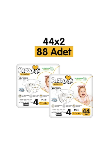 Paddlers Protection Bebek Bezi 4 Numara Maxi 88 Adet (7-14 Kg) 2'li Jumbo Set