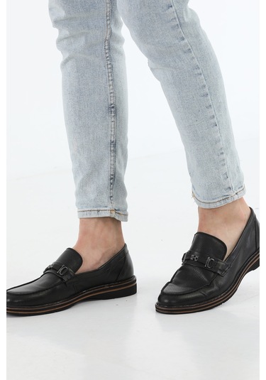 M.Karaca Hakiki Deri Ortopedik Tokalı Klasik Erkek Ayakkabı Siyah